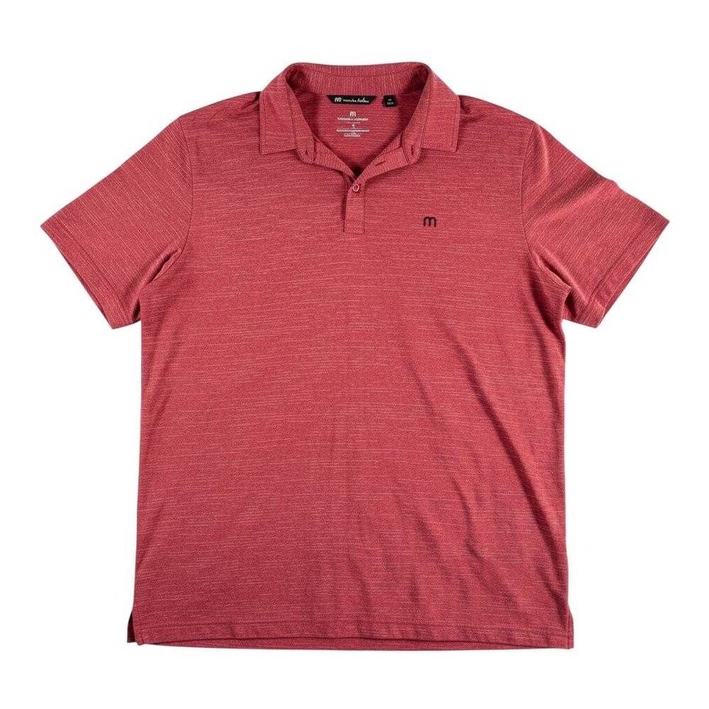 TravisMathew Polo Shirt Mens 2XL Heather Red Premium Performance Short Sleeve